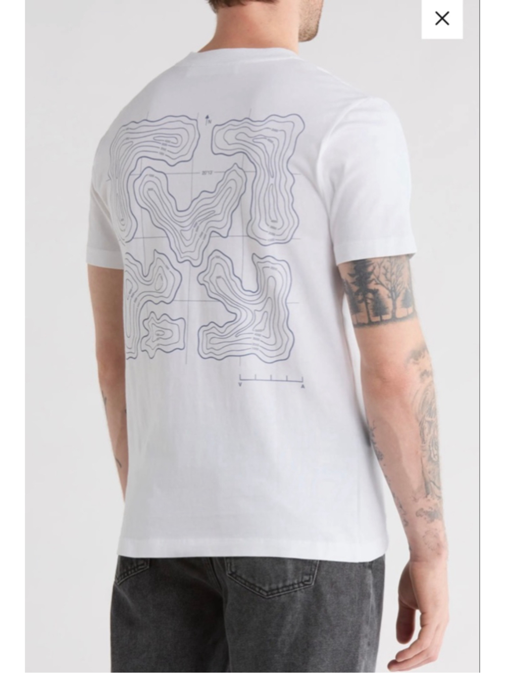 Men's Off-White Arrows-Motif Short Sleeve Tee in White with Blue, Size M